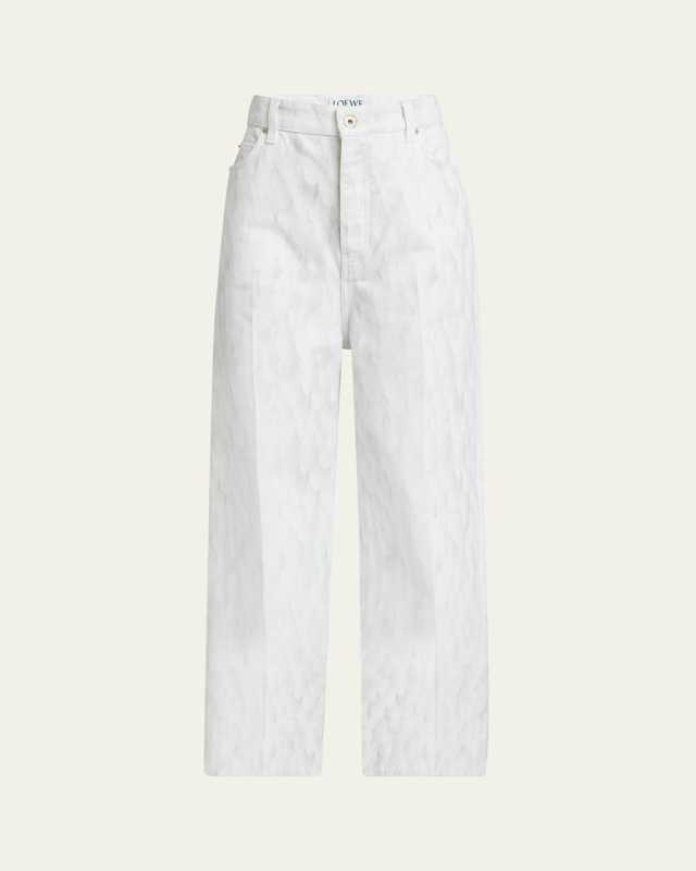 Feather Printed Denim Pants